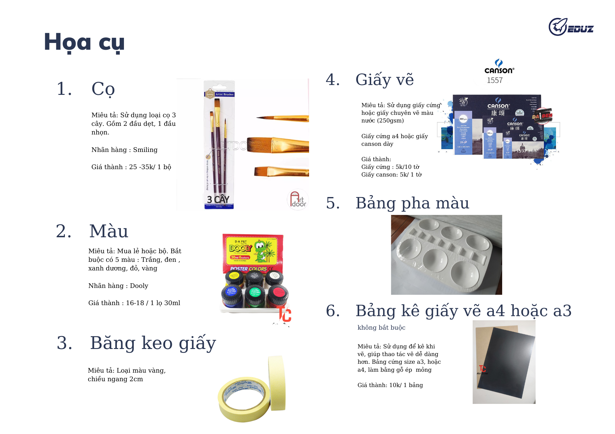 1. Giới thiệu họa cụ